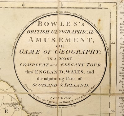 Lot 101 - Geographical Game. Bowles (Carington), Bowles's British Geographical Amusement..., 1791