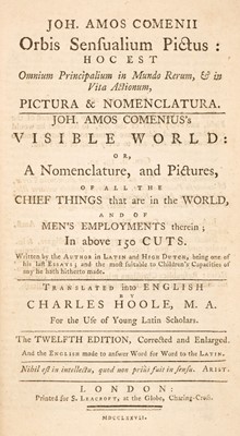 Lot 425 - Comenius (John Amos). Orbis Sensualium Pictus: hoc est Omnium Pricipalium in Mundo Rerum