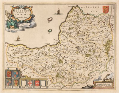 Lot 147 - Somerset. Blaeu (Johannes), Somersettensis comitatus Somerset Shire, Amsterdam, circa 1645