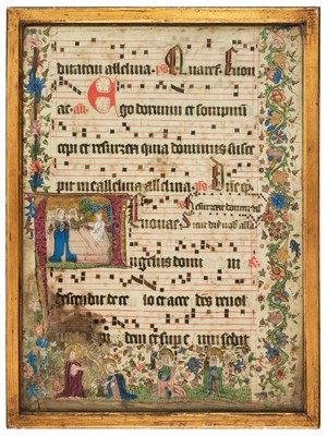 Lot 250 - Illuminated manuscript leaf from a German antiphonal, circa 1450-1475