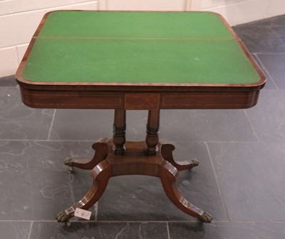 Lot 93 - Card Table. A Regency mahogany fold-over card table