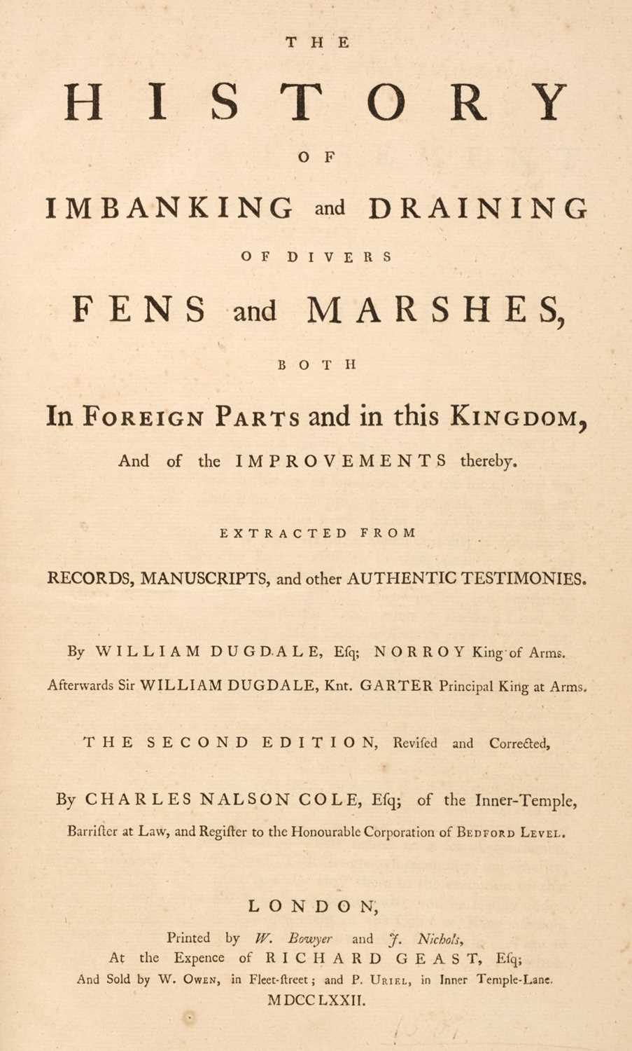 Lot 45 - Dugdale  (William). History of Imbanking and Draining, 2nd ed., 1772