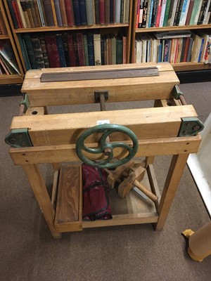 Lot 488 - Laying press & tub. A hardwood French laying press by Rougier Plé of Paris
