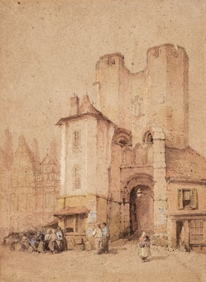 Lot 267 - Wood (Lewis John, 1813-1901). Ancient Buildings, Dinan, Brittany, watercolour