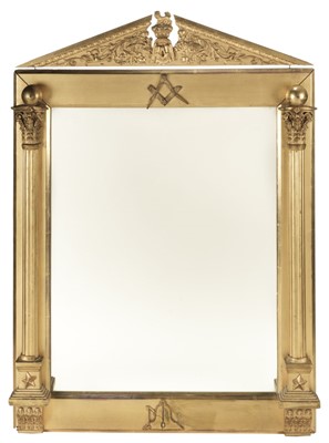 Lot 116 - Masonic Mirror. A late 19th century Masonic gilt frame mirror