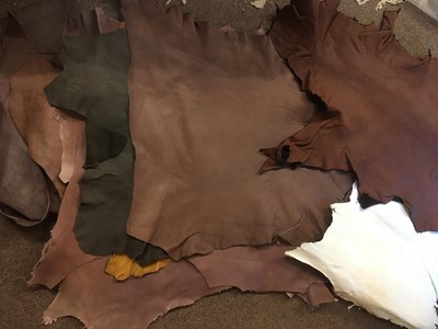 Lot 507 - Leather. A selection of goatskin and calf skin leather