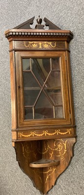 Lot 108 - Hanging Corner Cabinet. A late Victorian rosewood hanging corner cabinet