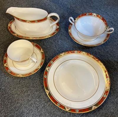 Lot 79 - Royal Crown Derby. A Royal Crown Derby "Cloisonne" pattern part dinner service