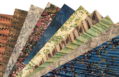 Lot 508 - Marbled paper. A collection of 41 sheets of handmade marbled paper