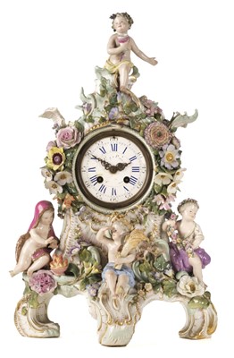 Lot 80 - Meissen Clock. A Meissen porcelain mantel clock circa 1890