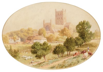Lot 295 - Foster (Myles Birket, 1825-1899). Landscape with Tewkesbury Abbey