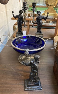 Lot 18 - Candle Stands. A pair of patinated brass candle stands