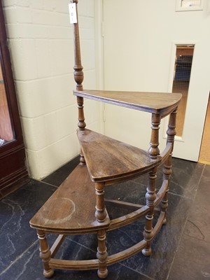 Lot 331 - Library Steps. A set of Victorian oak metamorphic library steps