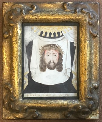 Lot 314 - Ex-Voto. Votive painting of the head of Christ with the crown of thorns, 17th/18th century