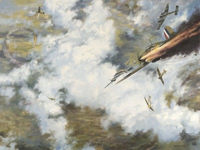 Lot 118 - Williams (Lynn). Dogfight, oil on board