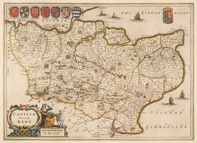 Lot 75 - Blaeu (Johannes). Cantium vernacule Kent, Amsterdam, circa 1645