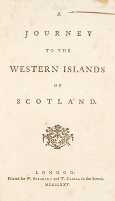 Lot 339 - Johnson (Samuel). A Journey to the Western Isles, 1st edition, 1775