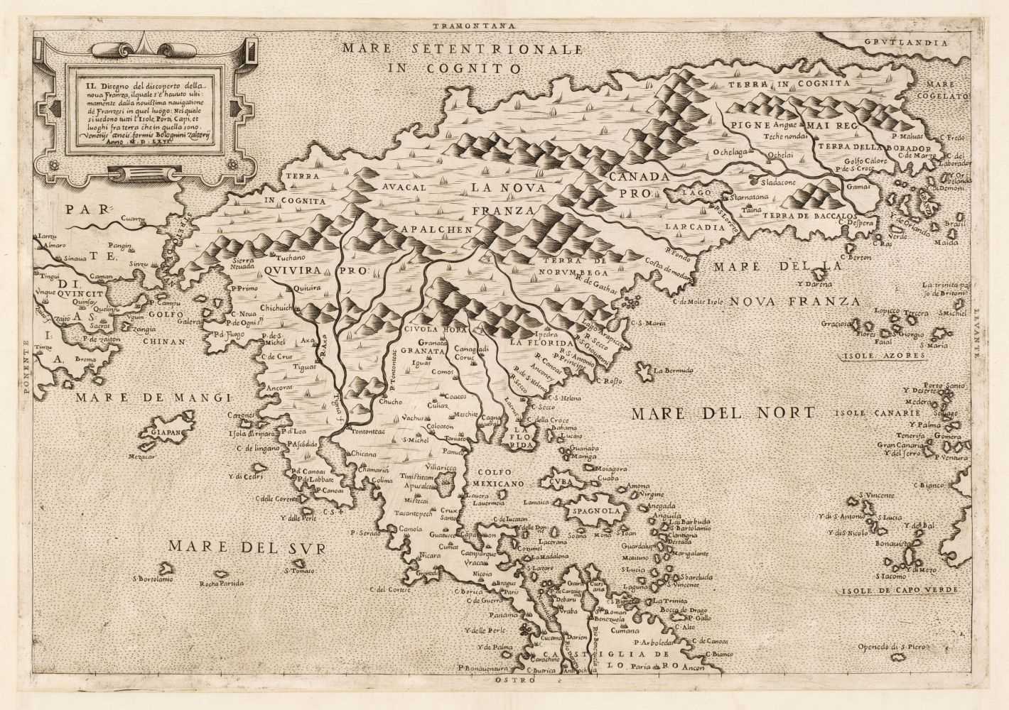 Lot 59 - America. Forlani (Paulo), Il Disegno del discoperto della nova..., Bolognini Zaltieri, 1566