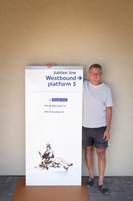 Lot 362 - Banksy-style Graffiti. A London Underground Jubilee Line painted enamel sign