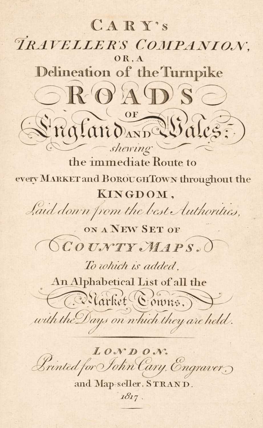 Lot 48 - Cary (John). Cary's Traveller's Companion..., 1817