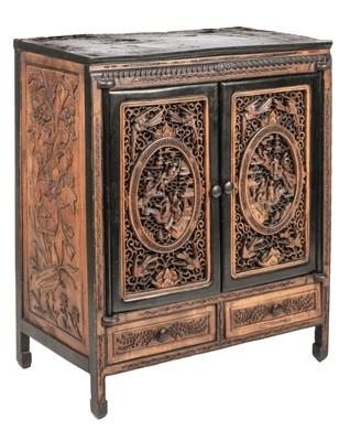 Lot 105 - Table Cabinet. An early 20th century Chinese wooden table cabinet