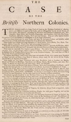 Lot 332 - America. The Case of the British Northern Colonies, [London, 1731?]