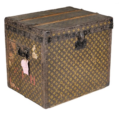Lot 25 - Louis Vuitton Hat Trunk. Stencilled monogrammed canvas with black solid steel trim, circa 1920