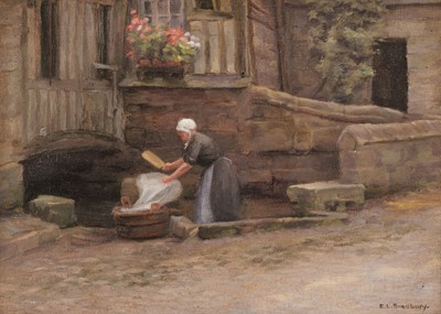 Lot 75 - Bradbury (Emma Louise, 1866-1959). Washerwoman, Caudebec