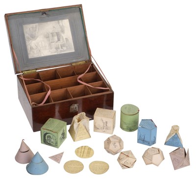 Lot 496 - Educational Game. A boxed set of hand-made geometric shapes, circa 1830