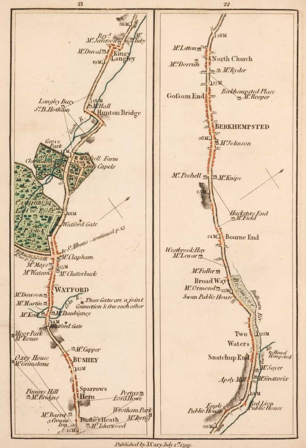 Lot 46 - Cary (John). Cary's Survey of the High Roads from London to Hampton Court..., 2nd ed., 1799