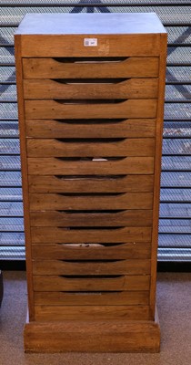 Lot 347 - Paper. An oak 14-drawer filing cabinet, c.1920 containing a large collection of salvaged endpapers, mostly 18th & 19th c.