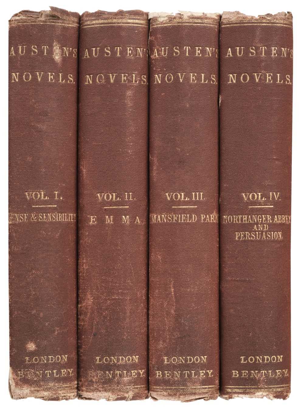 Lot 596 - Austen (Jane). Sense and Sensibility, Mansfield Park, Emma, Northanger Abbey & Persuasion, 1869