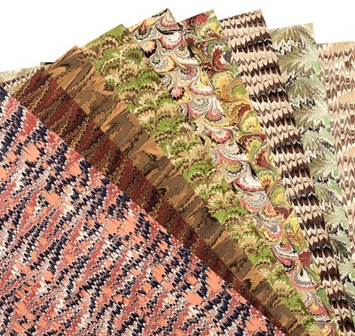 Lot 368 - Marbled paper. 52 sheets of assorted Cockerell hand-marbled paper, 1970s & later