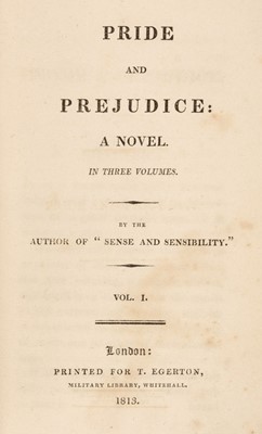 Lot 581 - Austen, Jane. Pride and Prejudice: A Novel... 3 volumes, 1st edition, 1813