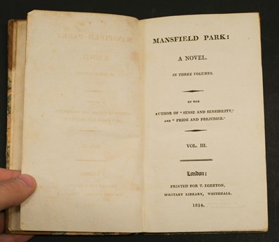 Lot 582 - Austen, Jane. Mansfield Park: A Novel... 3 volumes, 1st edition,  1814