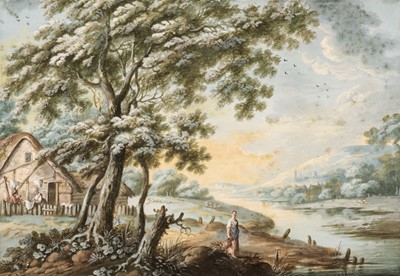 Lot 102 - Richards (John Inigo, 1731-1810). Pastoral View with cows by a riverside