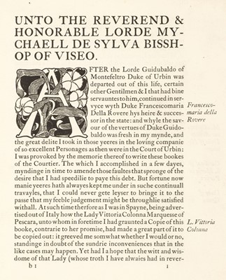 Lot 709 - Essex House Press. The Courtyer of Count Baldessar Castillo, 1900