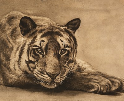 Lot 217 - Resting Tiger, late 20th century
