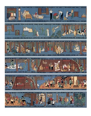 Lot 679 - Peter Pan. A needlework nursery frieze, by Helen Stebbing M.R.S.T., 1936