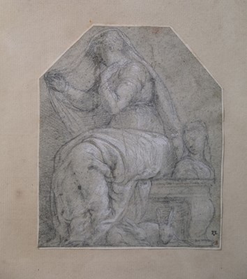 Lot 13 - Il Semolei (Battista Franco, 1510-1561). Allegorical Figure of Chastity, black chalk