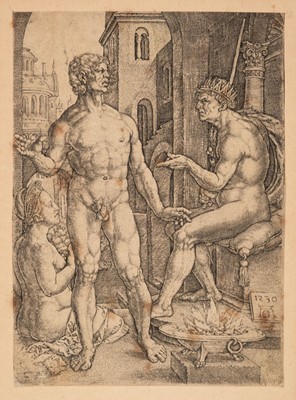 Lot 24 - Aldegrever (Heinrich, 1502-circa 1561). Mucius Scaevola before Porsenna, 1530, engraving