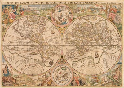 Lot 186 - World. Plancius (Petrus). Orbis Terrarum Typus de Integro Multis in Locis Emendatus..., 1594