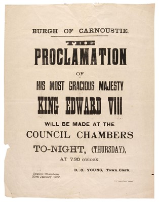 Lot 272 - 1936 Edward VIII. Burgh of Carnoustie. The Proclamation of His most Gracious Majesty King Edward VIII