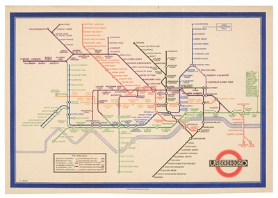 Lot 109 - London Underground. Beck (H. C.). Map of London's Underground Railways, (750M 1-33), 1933