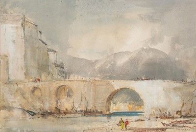 Lot 299 - Hunt (Cecil Arthur, 1873-1965). Bridge at Sisteron, watercolour