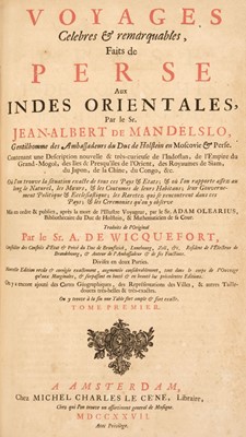Lot 14 - Mandelslo (Jean-Albert de). Voyages, Celebres & Remarquables, 1727