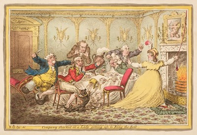 Lot 203 - Gillray (James). Company Shocked at a Lady getting up to Ring the Bell, H. Humphry, 1804