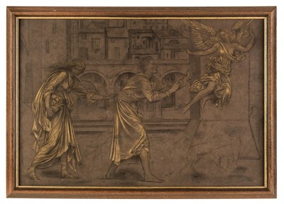 Lot 202 - De Morgan (Evelyn, 1855-1919). Blindness and Cupidity Chasing Joy from the City, gold and pastel