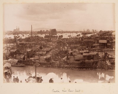 Lot 13 - China & Hong Kong. An album containing 3 photographic panoramas & 44 photographs, early 1890s