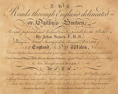 Lot 196 - Senex (John). The Roads through England delineated or Ogilby's Survey revised...
